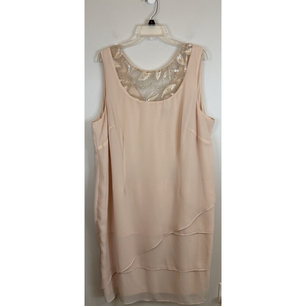 LE BOS Embellished Tier Ruffle Chiffon Dress 20W Light Peach Sleeveless Wedding - Picture 2 of 15